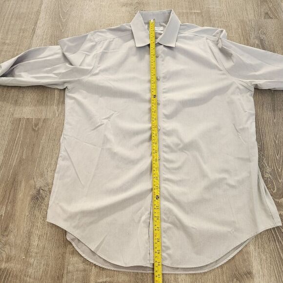 Calvin Klein Mens Slim Fit Performance Non Iron Gray Dress Shirt Size 17 36/37 - Picture 8 of 9